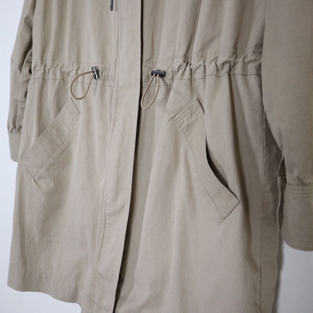 Brochu Walker Size S Prato Drawcord Anorak Coat Khaki Brown Hooded Zip - Picture 9 of 13